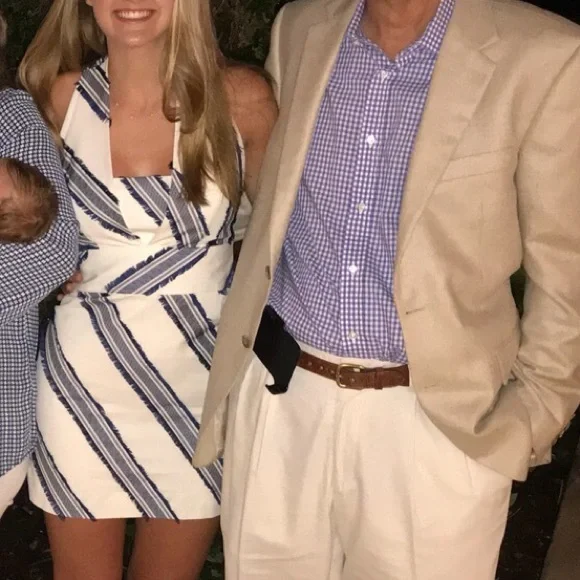 Milly White Dress with Blue Embroidery - Picture 3 of 9